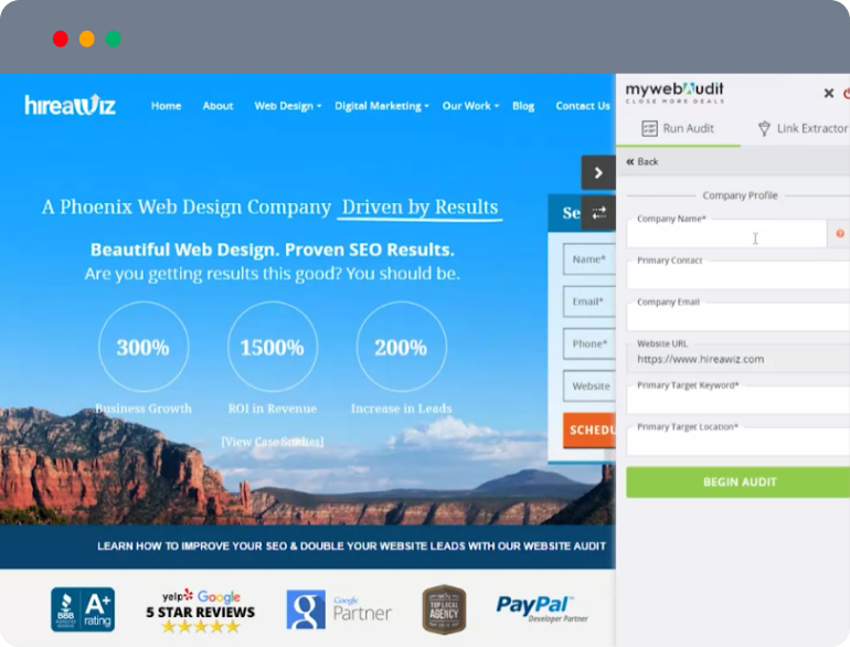 MyWebAudit Tool Interface